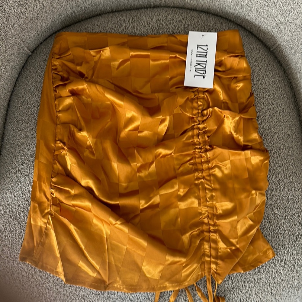 12th tribe St Barths poppy checkered satin mini skirt